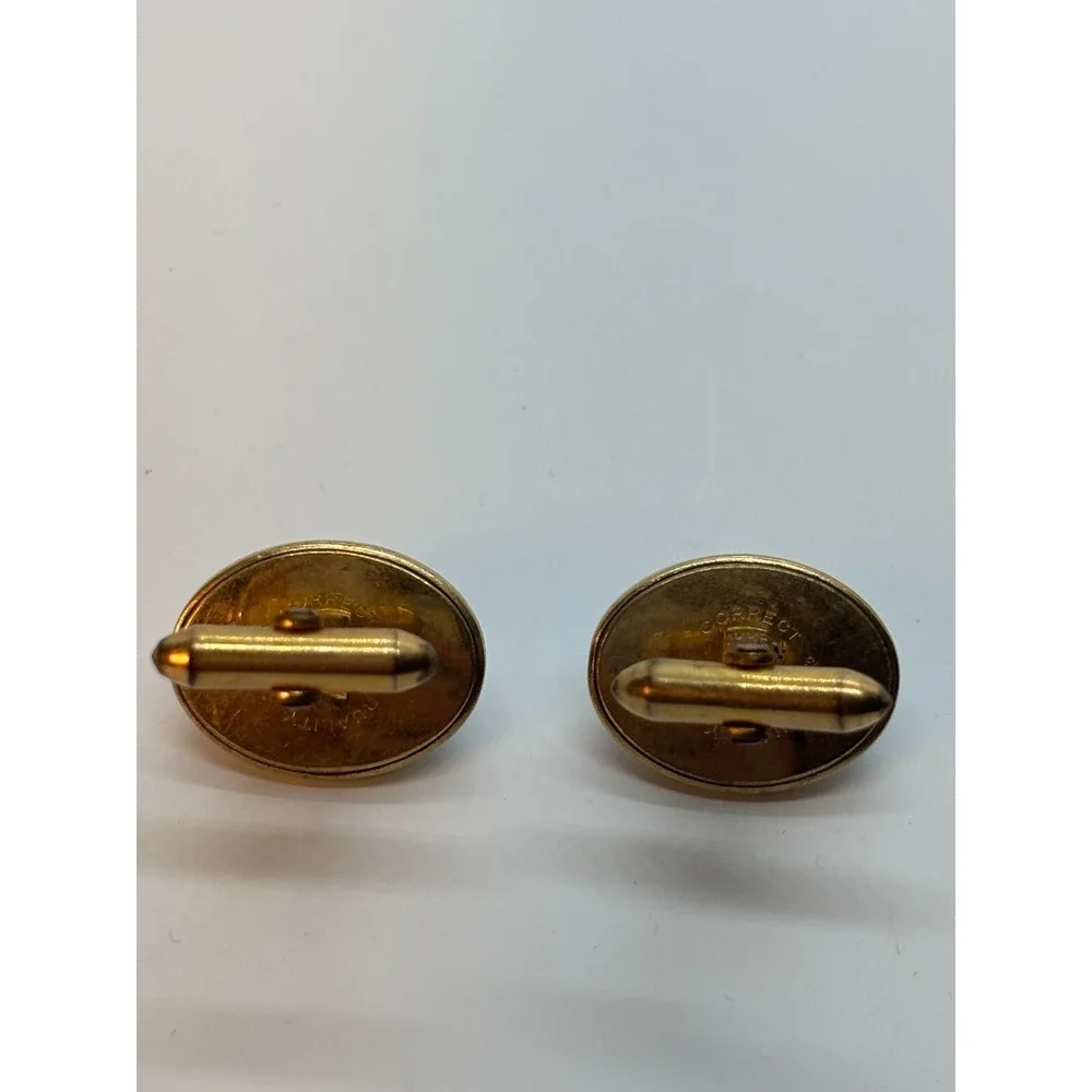 Vintage Blue Glass Cuff Links Gold Tone Pale Blue Signed Correct Quality Wedding